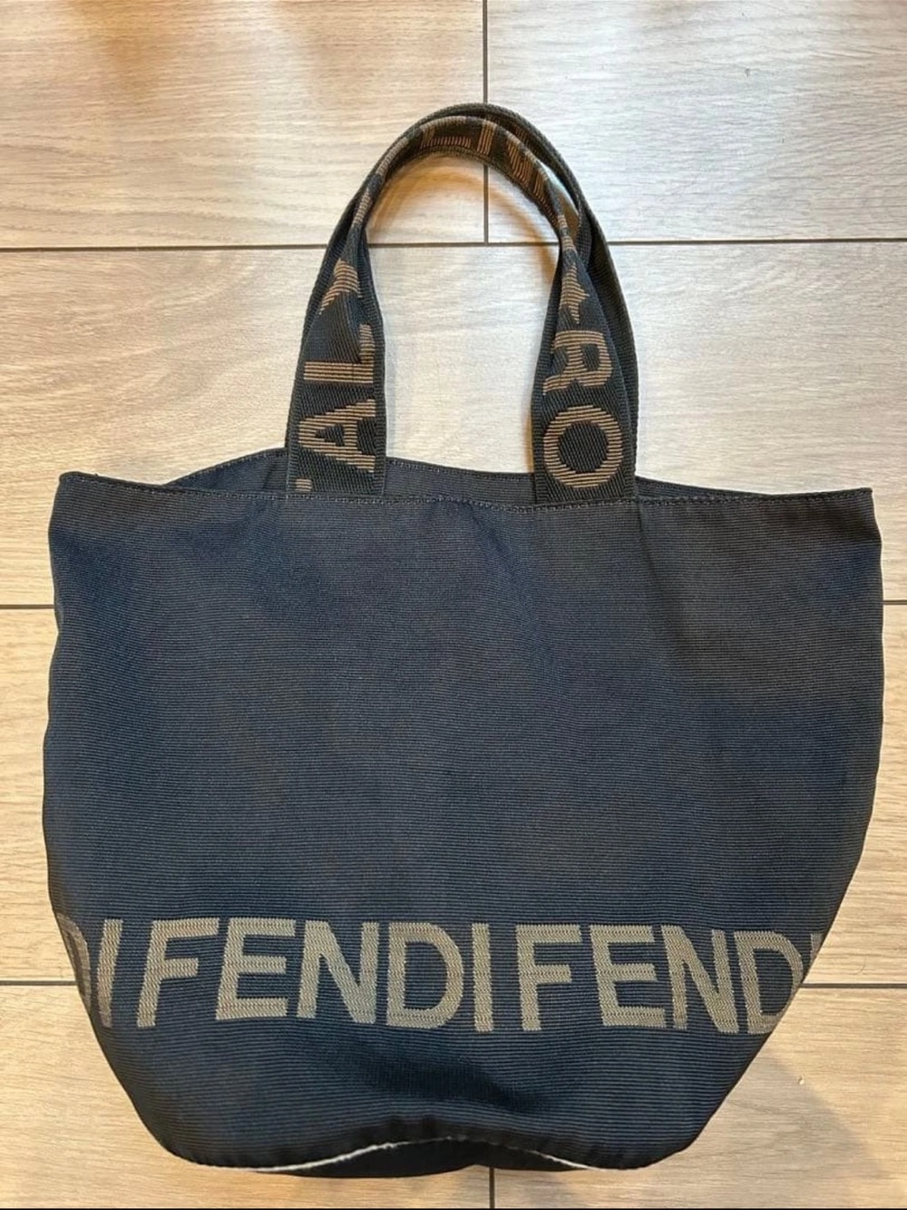 Fendi Black Tote with Contrasting Beige Logo